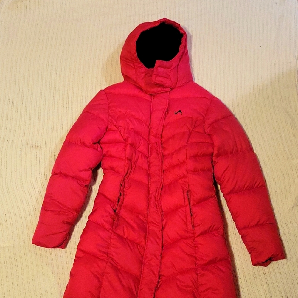 Pink vertical 9 puffed winter jacket